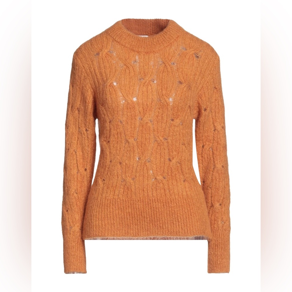 NWT Sandro Camel Pointelle Knit Mohair sweater Sz 1/S